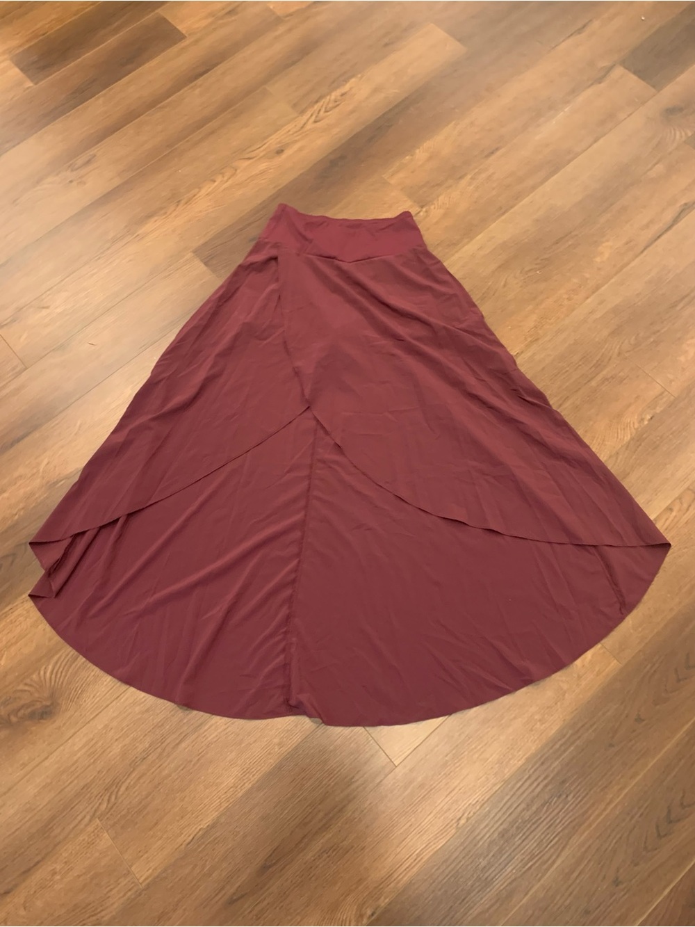 HALARA Wine Red Layered Maxi Skirt